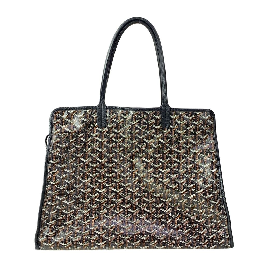 Goyard Adi PM Handbag Black Dark Brown Cream Coated Canvas Leather